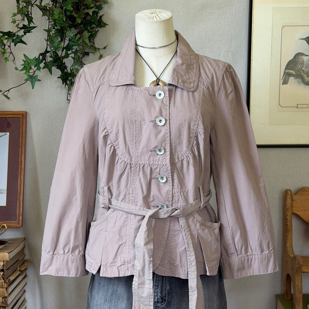 Mauve Belted Utility Jacket 2000s Large Petite Mori Girly Grunge Babydoll Cute